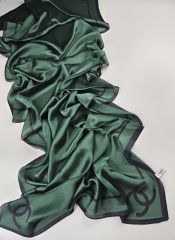 C DESEN VUAL İPEK ŞAL  ORTASI BOŞ ZÜMRÜT YEŞİLİ