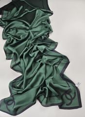 C DESEN VUAL İPEK ŞAL  ORTASI BOŞ ZÜMRÜT YEŞİLİ