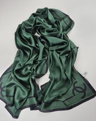 C DESEN VUAL İPEK ŞAL  ORTASI BOŞ ZÜMRÜT YEŞİLİ