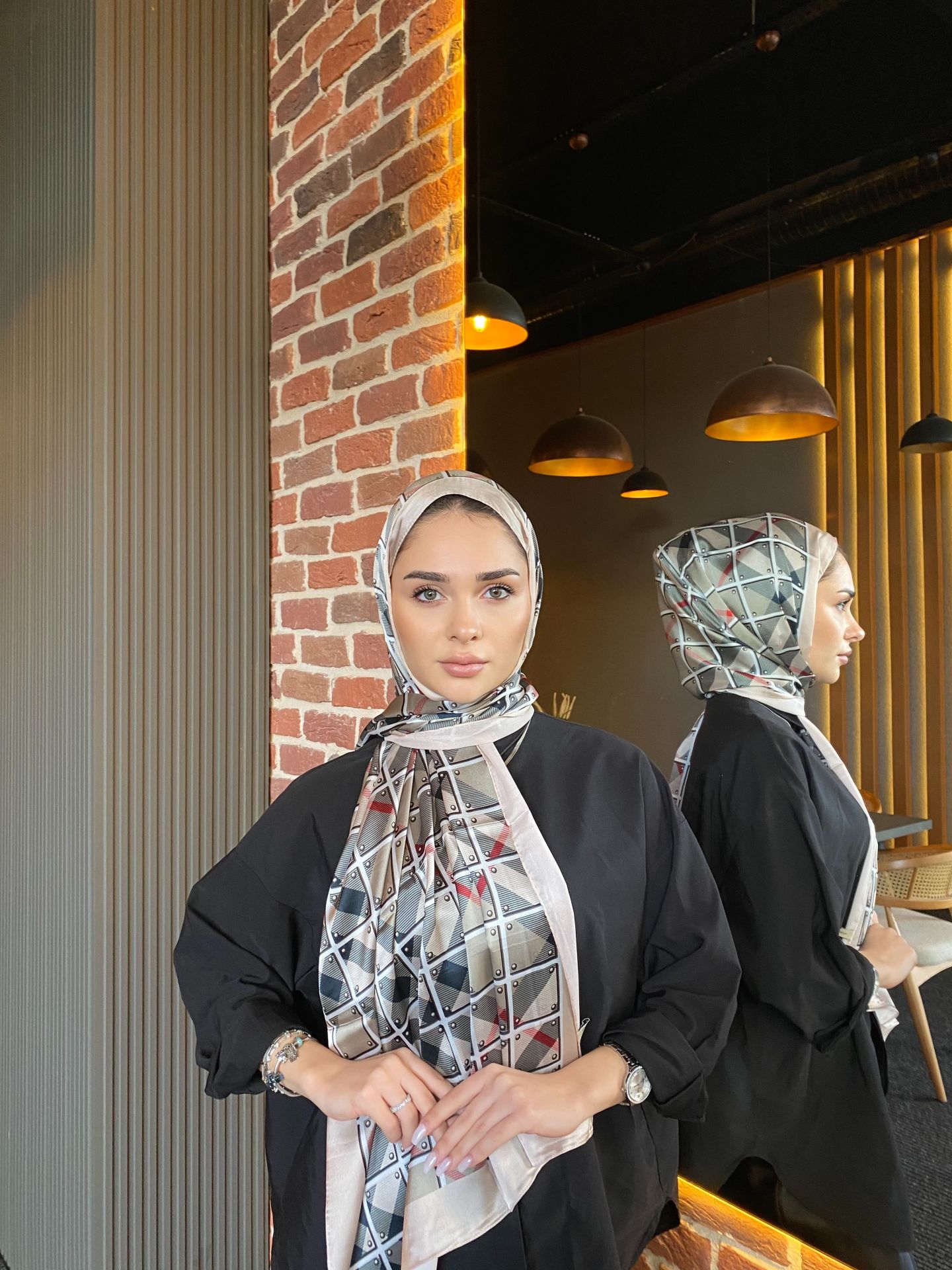 BURBERRY  VUAL İPEK ŞAL EKOSE DESEN KREM