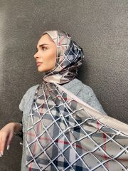 BURBERRY  VUAL İPEK ŞAL EKOSE DESEN KREM