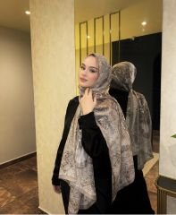 VUAL İPEK ŞAL HİNT  DESENLİ VİZON