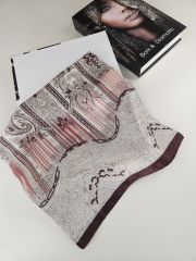 DİOREL VUAL İPEK ŞAL HİNT  DESENLİ  KAHVERENGİ BEYAZ