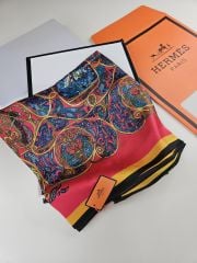HERMES VUAL İPEK ŞAL KARIŞIK DESEN  FUŞYA SARI SİYAH