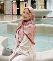 DİOREL VUAL İPEK ŞAL HİNT  DESENLİ  BORDO BEYAZ