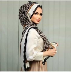FENDİ F DESEN  VUAL İPEK ŞAL  KIRIK BEYAZ