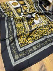 VERSACE VUAL İPEK ŞAL SİYAH GOLD YERLİ KUMAŞ
