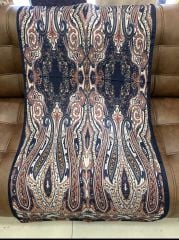 VUAL İPEK ŞAL ETRO DESEN LACİVERT