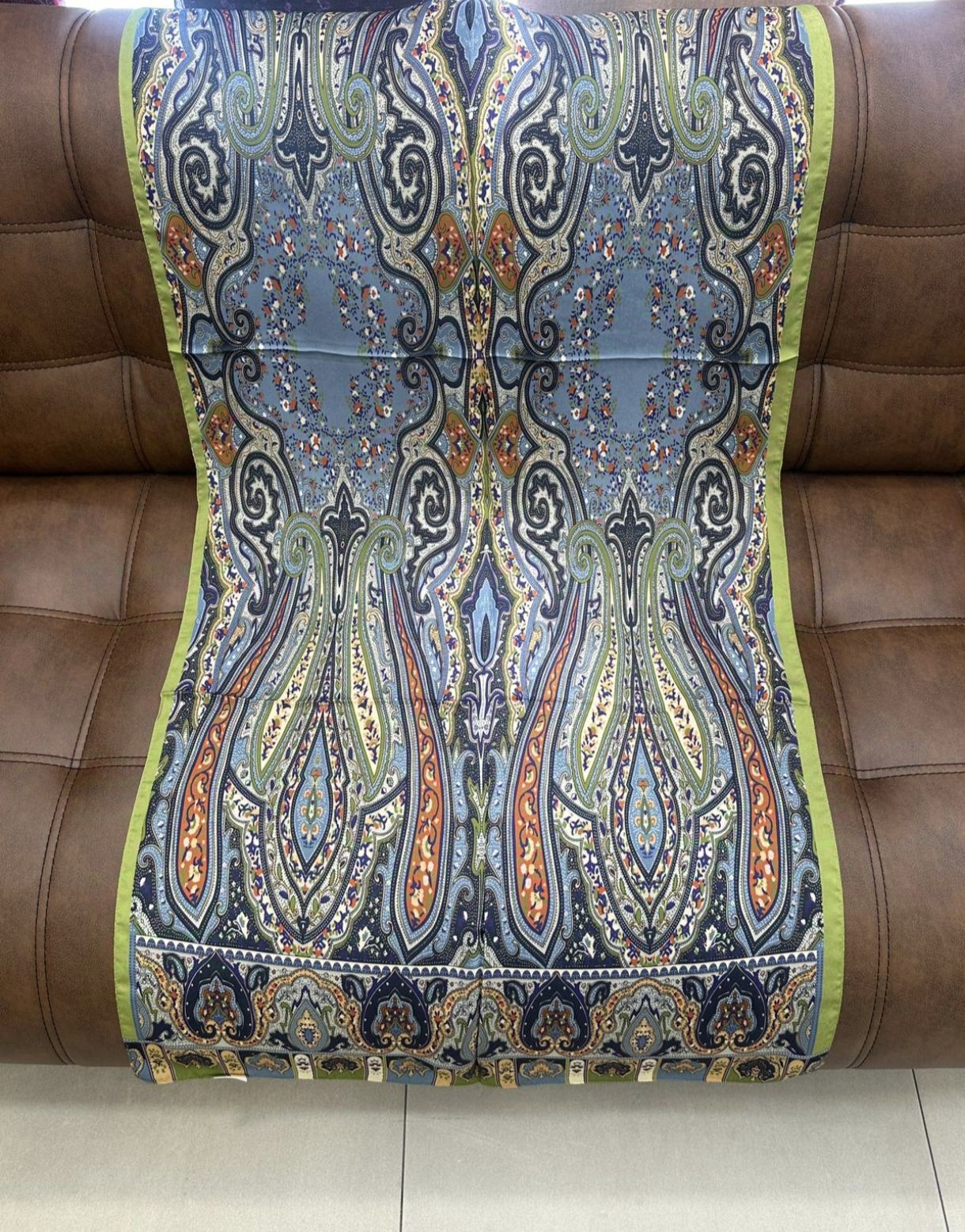 VUAL İPEK ŞAL ETRO DESEN YEŞİL