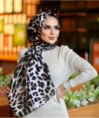 SİYANE  PAMUK ŞAL LEOPAR DESEN SİYAH GOLD