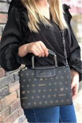 ARMİNE BAYAN ÇANTA 223 SİYAH BASKILI