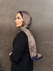 VUAL İPEK ŞAL G DESEN LACİVERT VİZON
