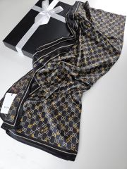 GUCCİ VUAL İPEK ŞAL G DESEN SİYAH GOLD