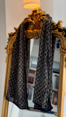 GUCCİ VUAL İPEK ŞAL G DESEN SİYAH GOLD