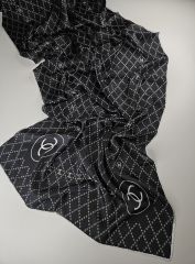 CHANEL  KÜÇÜK C DESEN VUAL İPEK ŞAL  SİYAH BEYAZ