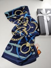 HERMES VUAL İPEK ŞAL LACİVERT SAKS MAVİ