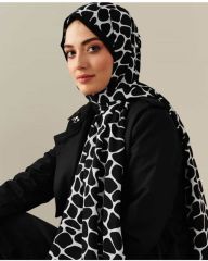 MODA KAŞMİR MEDİNE İPEĞİ ŞAL TAŞ SİYAH BEYAZ