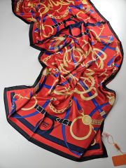 HERMES VUAL İPEK ŞAL SİYAH KIRMIZI