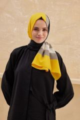 CARDİON MEDİNE İPEĞİ ŞAL EKOSE DESEN SİYAH SARI