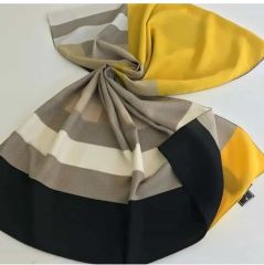 CARDİON MEDİNE İPEĞİ ŞAL EKOSE DESEN SİYAH SARI