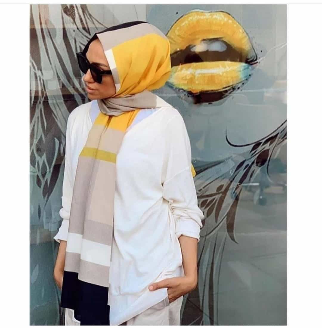 CARDİON MEDİNE İPEĞİ ŞAL EKOSE DESEN SİYAH SARI