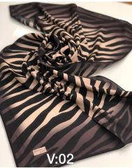 ARMİNE MODAL İPEK ŞAL  ZEBRA DESEN SİYAH KAHVE