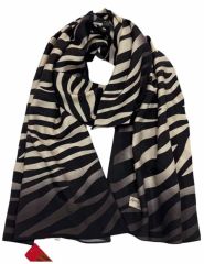 ARMİNE MODAL İPEK ŞAL  ZEBRA DESEN SİYAH KAHVE