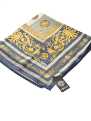 VERSACE VUAL İPEK ŞAL  LACİVERT GRİ GOLD