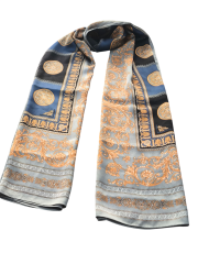 VERSACE VUAL İPEK ŞAL  GRİ LACİVERT