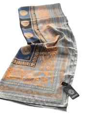 VERSACE VUAL İPEK ŞAL  GRİ LACİVERT