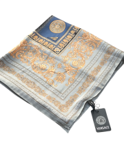 VERSACE VUAL İPEK ŞAL  GRİ LACİVERT