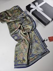DİOREL ETRO  VUAL İPEK ŞAL ETNİK DESEN BENETTON YEŞİL