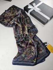 DİOREL ETRO  VUAL İPEK ŞAL ETNİK DESEN LACİVERT