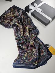 VUAL İPEK ŞAL ETNİK DESEN LACİVERT