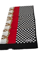 AKER SPORT PAMUKLU ŞAL SİYAH KIRMIZI 7925-913