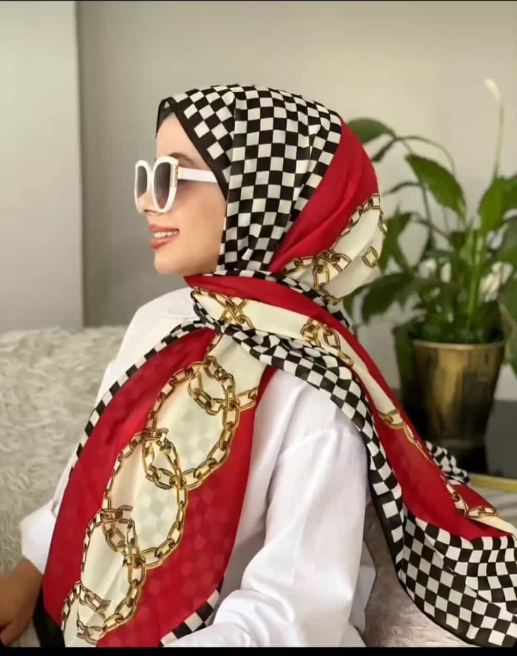 AKER SPORT PAMUKLU ŞAL SİYAH KIRMIZI 7925-913