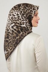 LEVİDOR TREND TİVİL EŞARP LEOPAR SİYAH BEJ