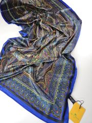 DİOREL ETRO VUAL İPEK ŞAL  ŞAL DESEN SAKS MAVİSİ