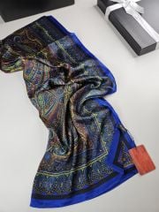 DİOREL ETRO VUAL İPEK ŞAL  ŞAL DESEN SAKS MAVİSİ