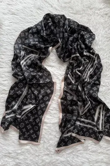 VUAL İPEK ŞAL LV MODEL SİYAH BEJ