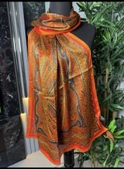 DİOREL ETRO VUAL İPEK ŞAL  ŞAL DESEN TURUNCU