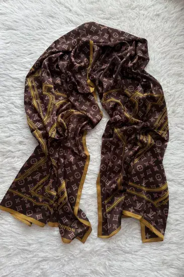 VUAL İPEK ŞAL LV MODEL  HARDAL KAHVE