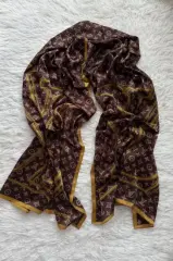 VUAL İPEK ŞAL LV MODEL  HARDAL KAHVE