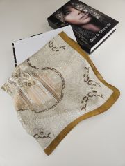 VUAL İPEK ŞAL HİNT  DESENLİ  GOLD SARI