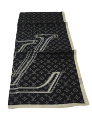 VUAL İPEK ŞAL LV MODEL  SİYAH KIRIK BEYAZ