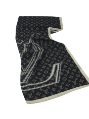 VUAL İPEK ŞAL LV MODEL  SİYAH KIRIK BEYAZ