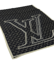 VUAL İPEK ŞAL LV MODEL  SİYAH KIRIK BEYAZ