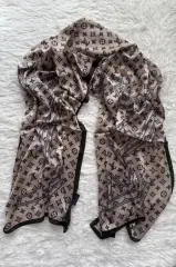 VUAL İPEK ŞAL LV MODEL KAHVE KREM