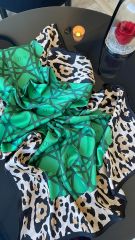 VUAL İPEK ŞAL SİYAH YEŞİL