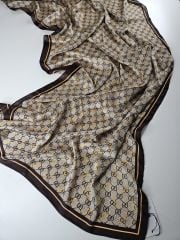 GUCCİ VUAL İPEK ŞAL G DESEN KAHVERENGİ